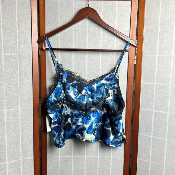 Open Edit Eyelash Lace Trim Satin Crop Camisole - ShopStyle size M - Picture 8 of 12